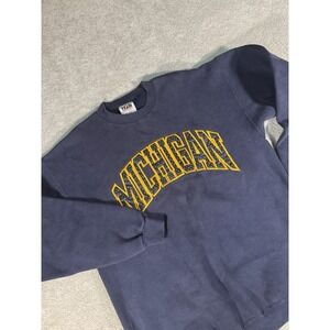 Vintage Michigan‎ Wolverines Sweatshirt Mens L Blue Team Apparel Crewneck Y2k